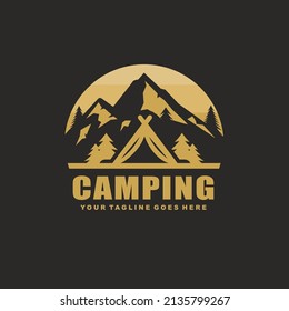 Ilustración vectorial de diseño de logotipo de camping