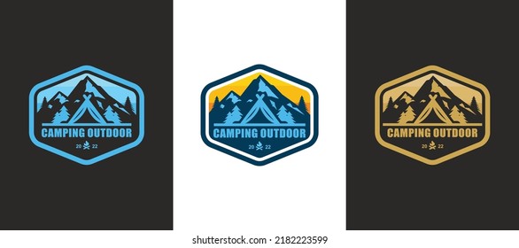 Ilustración vectorial de diseño de logotipo de camping