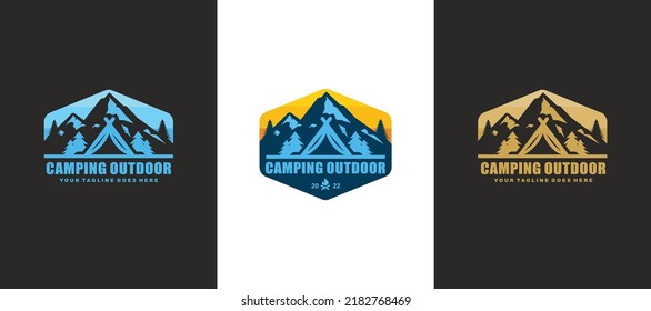 Ilustración vectorial de diseño de logotipo de camping