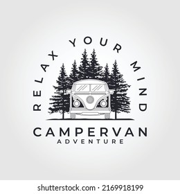 Camping logo emblem vector illustration.