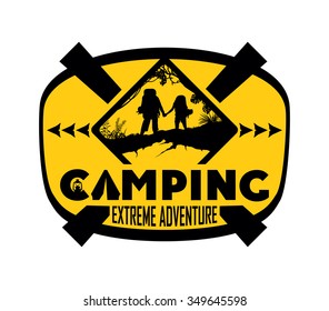 camping logo. Extreme Adventure. Vector outdoor expedition emblem