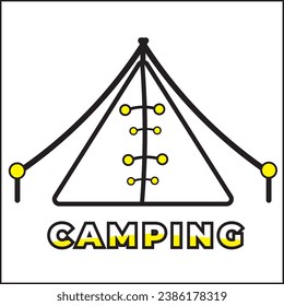 camping logo illustration vector design with tent. Suitable for logos, icons, companies, t-shirt designs, stickers, websites, advertisements, posters, concepts.
