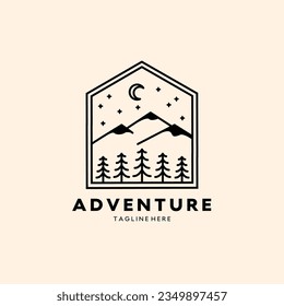 camping logo line art simple illustration, symbol camping logo design, adventure logo illustration