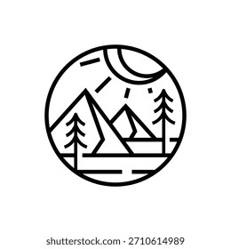 camping logo line art simple minimalist