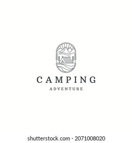 Camping logo with line style logo icon design template flat vector