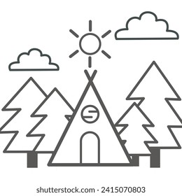Camping Logo Linie Vektorgrafik.