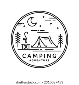 camping logo simple line art design wild nature adventure vector illustration