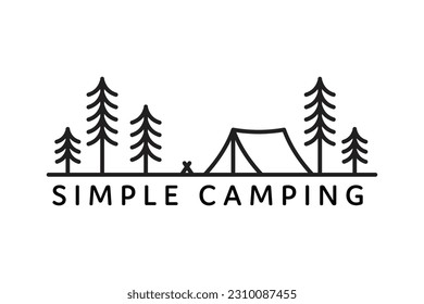 camping logo simple line art design wild nature adventure vector illustration