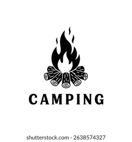 Camping logo simple line art design wild nature adventure vector illustration