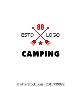 camping logo with stripe, arrow logo with numbers. modern logo