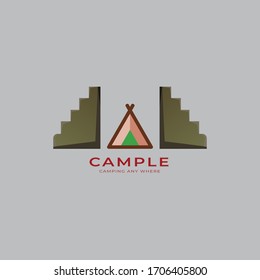 Camping logo template, outdoor adventure, Mountain tourism, hiking.