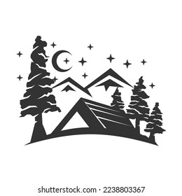 camping logo tent mountain cedar Icon Illustration Brand Identity