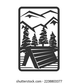camping logo tent mountain cedar Icon Illustration Brand Identity