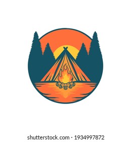camping logo vector art and graphic design