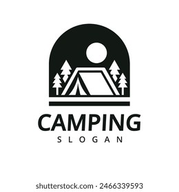 Camping logo vector vintage illustration template icon graphic design. camping outdoors nature adventure sign or symbol for travel tourism