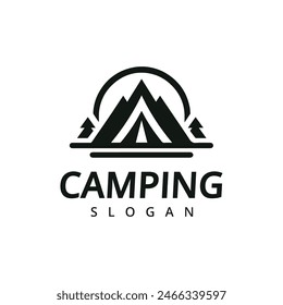 Camping logo vector vintage illustration template icon graphic design. camping outdoors nature adventure sign or symbol for travel tourism