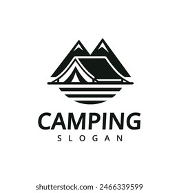 Camping logo vector vintage illustration template icon graphic design. camping outdoors nature adventure sign or symbol for travel tourism