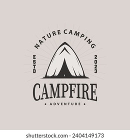 Camping logo wild forest design outdoor adventure illustration of trees and simple tent