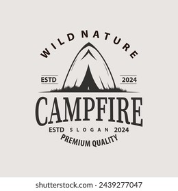 Camping logo wild forest design outdoor adventure illustration of trees and simple tent