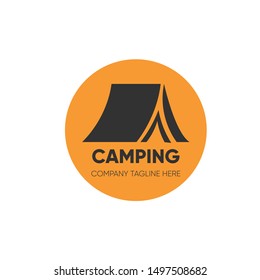 camping logos vector design and circle shape