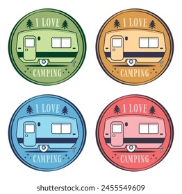 camping lover trailer caravan concept vintage retro design illustration vector with text