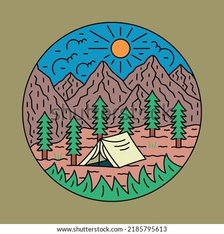 Camping in the lust forest graphic illustration vector art t-shirt design