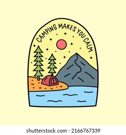 camping makes you calm design for badge, sticker, patch, t shirt design, etc