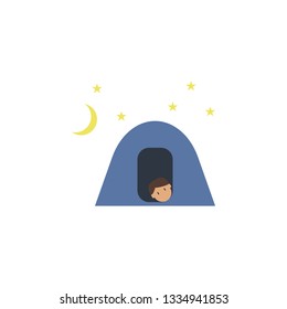Camping, man cartoon icon. Element of color travel icon. Premium quality graphic design icon. Signs and symbols collection icon for websites, web design, mobile app