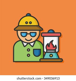 camping man vector icon
