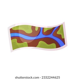 Camping map. Active recreation, tourists, summer vacation. Traveler camp at nature trees. Hiking, travel activity. Vector