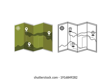 Camping Map Füll Outline Icon