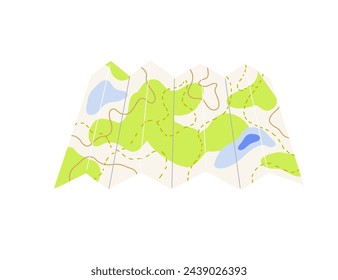Camping map for hiking or campfire plan. Cartoon vector illustration isolated on white background