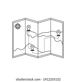 Camping Map Paper Outline Icon