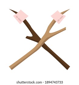 Icono de color del malvavisco del camping. Logo del Signo de Ilustración de Diseño del Vector.