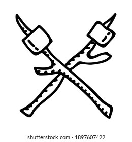 Icono de color del malvavisco del camping. Logo del Signo de Ilustración de Diseño del Vector.