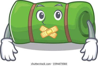Camping mat Scroll mascot cartoon character design on silent gesture