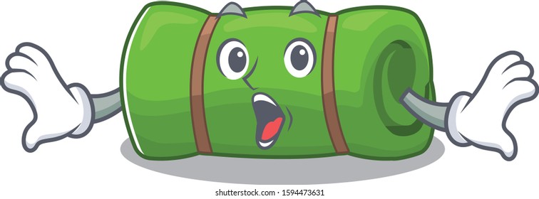 Camping mat Scroll Surprised gesture on cartoon character style