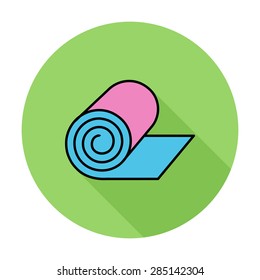 Camping mat. Single flat color icon on the circle. Vector illustration.