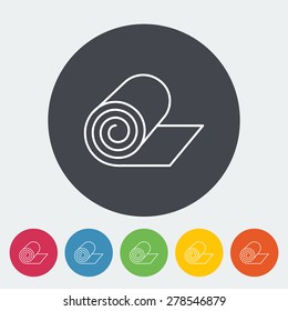 Camping mat. Single flat icon on the circle. Vector illustration.