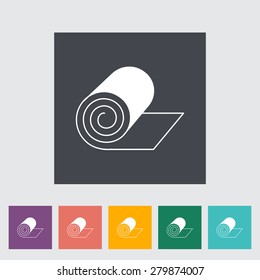 Camping mat. Single flat icon on the button. Vector illustration.
