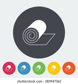 Camping mat. Single flat icon on the circle. Vector illustration.
