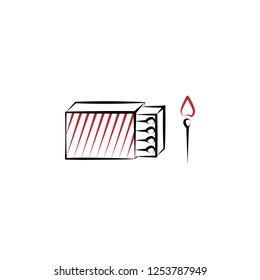 Camping, matches 2 colored line icon. Simple hand drawn color element illustration. Camping, matches outline symbol design from camping set