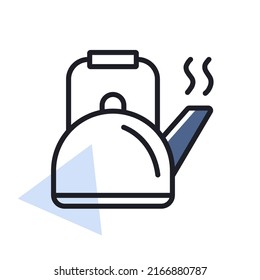 Camping metal kettle vector icon. Camping and Hiking sign. Graph symbol for travel and tourism web site and apps design, logo, app, UI