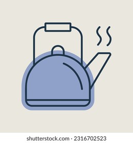 Camping metal kettle vector icon. Camping and Hiking sign. Graph symbol for travel and tourism web site and apps design, logo, app, UI