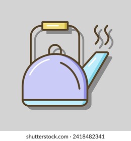 Camping Metall Wasserkocher Vektorsymbol. Camping- und Wanderzeichen. Graph Symbol für Reise- und Tourismus Website und Apps Design, Logo, App, UI