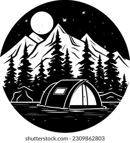 Camping - Minimalist and Flat Logo - Vector illustration