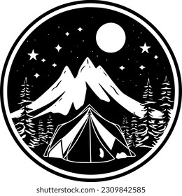 Camping | Minimalist and Simple Silhouette - Vector illustration
