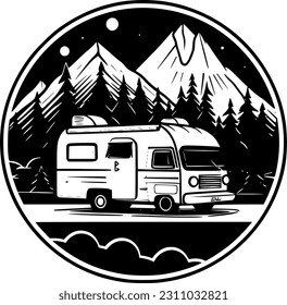Camping | Minimalist and Simple Silhouette - Vector illustration