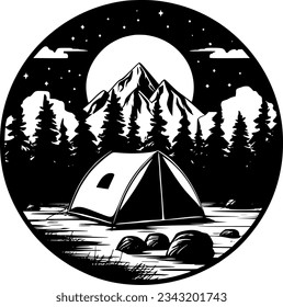 Camping | Minimalist and Simple Silhouette - Vector illustration
