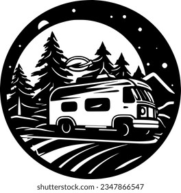 Camping | Minimalist and Simple Silhouette - Vector illustration